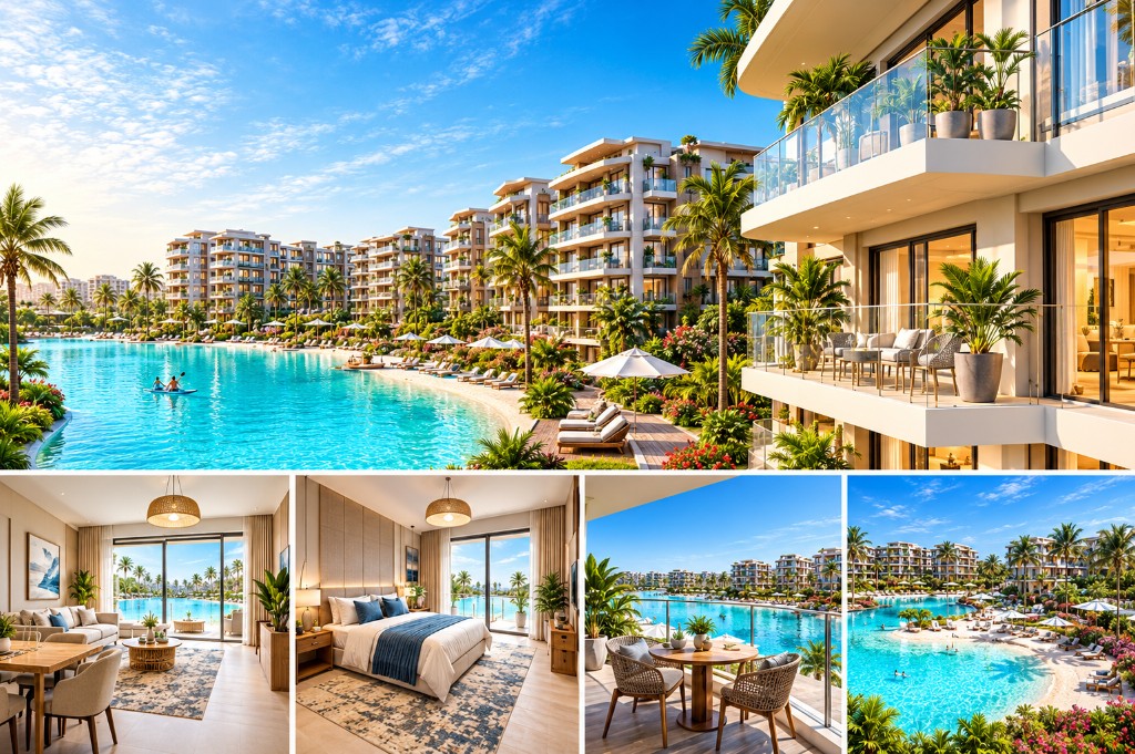 Azizi Venice residences along the crystal lagoon
