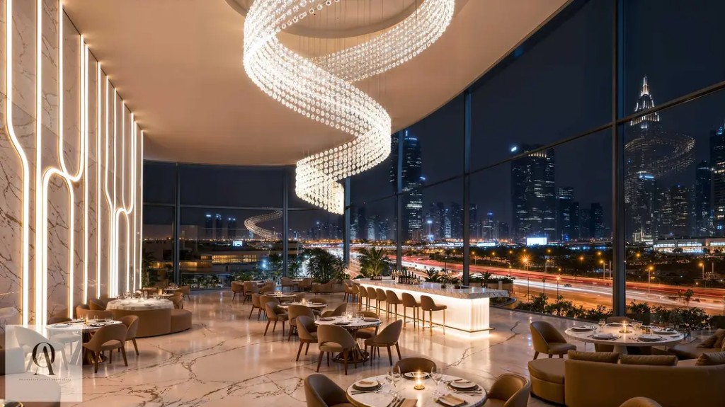 Rooftop lounge overlooking Dubai
