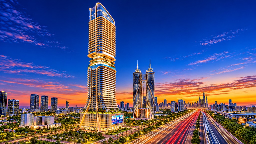 Maritime City skyline with Shahrukhz Residence